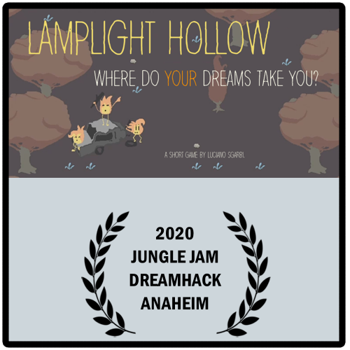 Lamplight Hollow game with 2020 Jungle Jam Dreamhack Anaheim Award